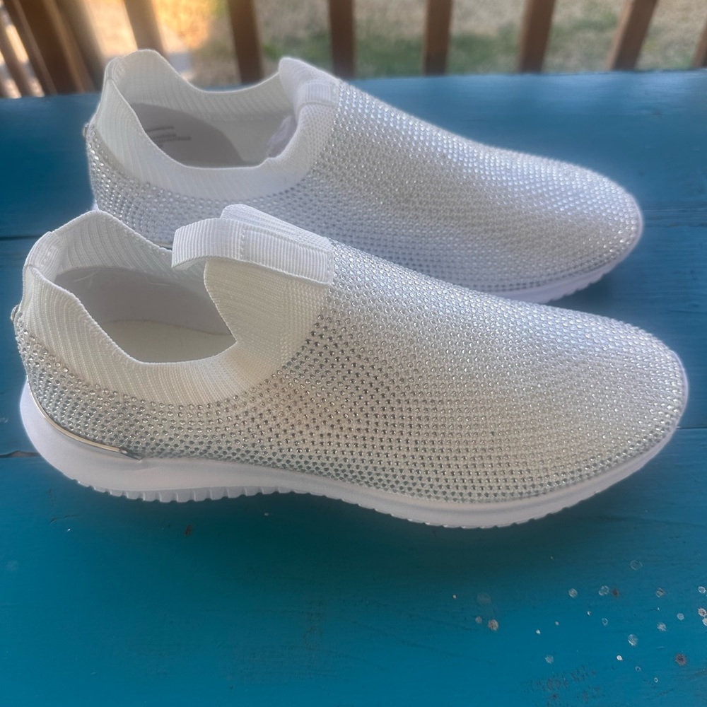 Anne Klein Iflex White Mesh Slip-On Shoes